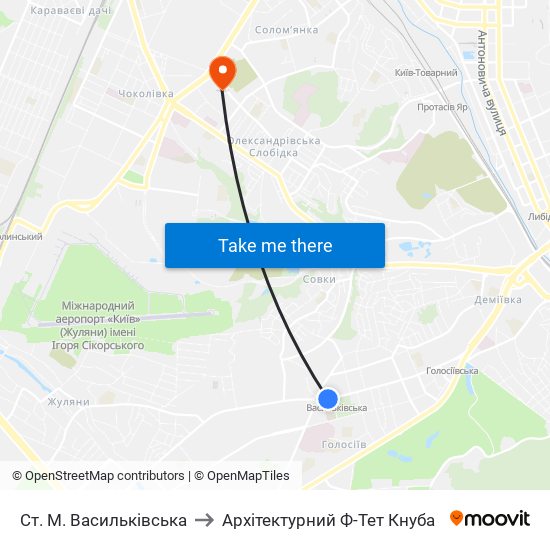 Ст. М. Васильківська to Архітектурний Ф-Тет Кнуба map