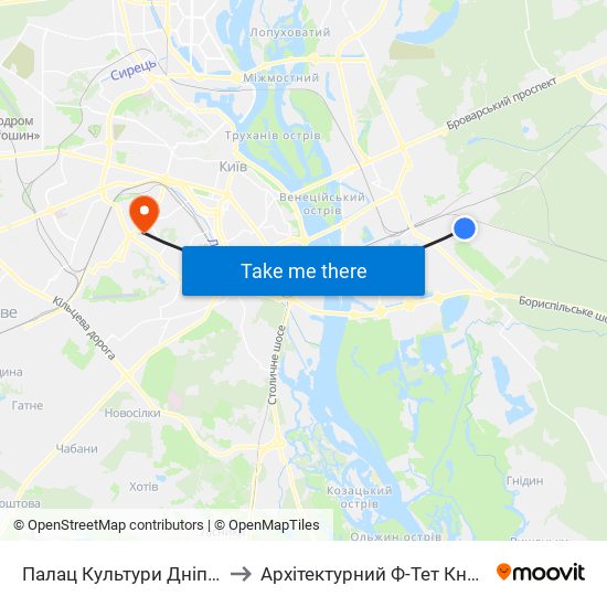 Палац Культури Дніпро to Архітектурний Ф-Тет Кнуба map