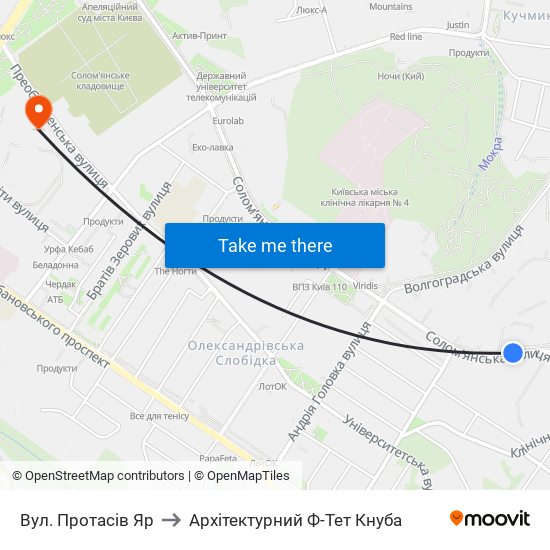 Вул. Протасів Яр to Архітектурний Ф-Тет Кнуба map