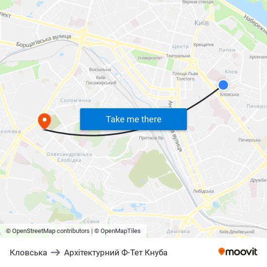 Кловська to Архітектурний Ф-Тет Кнуба map