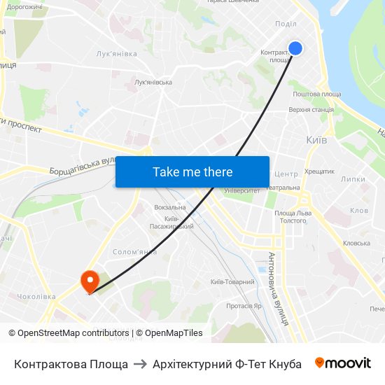 Контрактова Площа to Архітектурний Ф-Тет Кнуба map