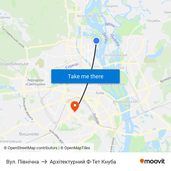 Вул. Північна to Архітектурний Ф-Тет Кнуба map