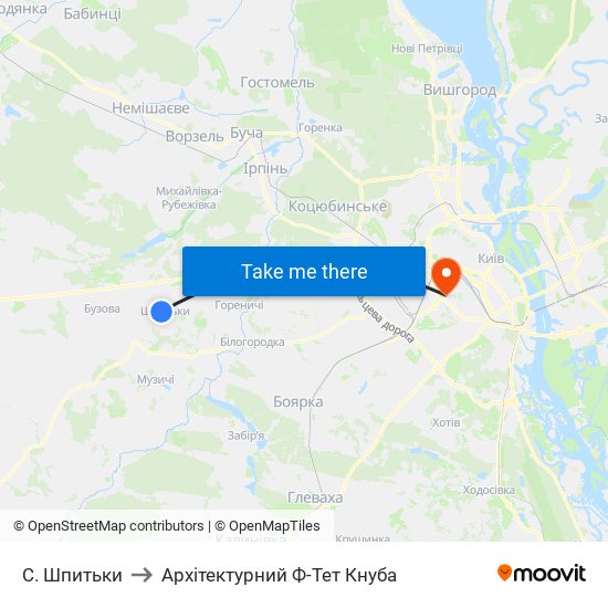 С. Шпитьки to Архітектурний Ф-Тет Кнуба map