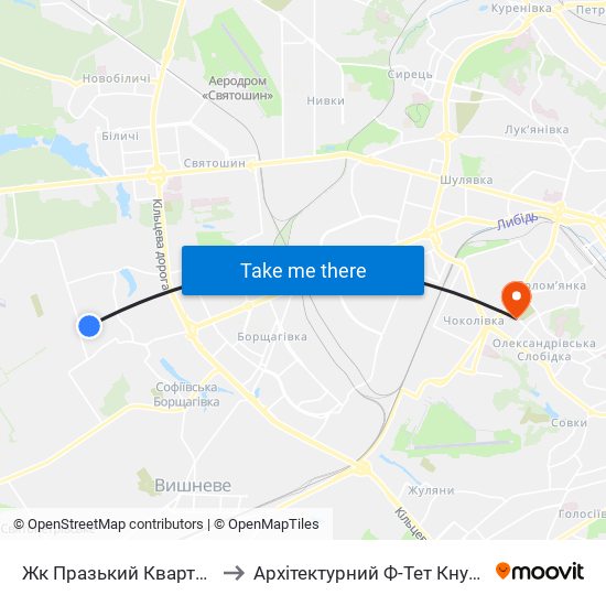 Жк Празький Квартал to Архітектурний Ф-Тет Кнуба map
