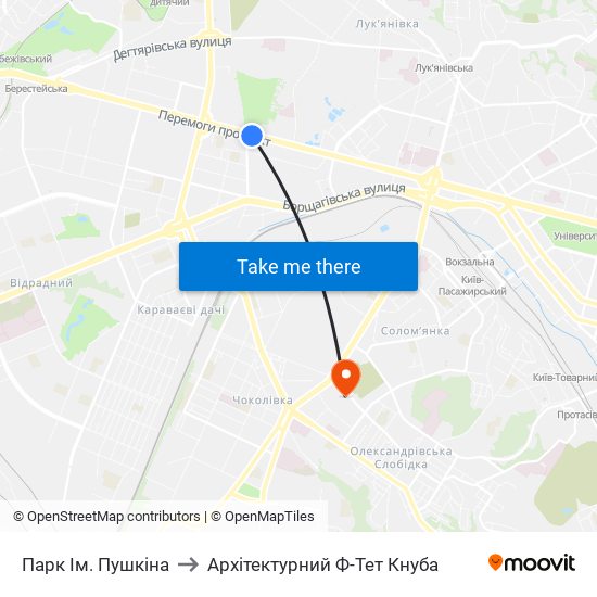 Парк Ім. Пушкіна to Архітектурний Ф-Тет Кнуба map