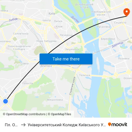 Пл. Одеська to Університетський Коледж Київського Університету Ім. Б. Грінченка map