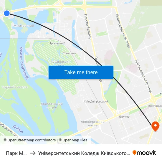 Парк Муромець to Університетський Коледж Київського Університету Ім. Б. Грінченка map