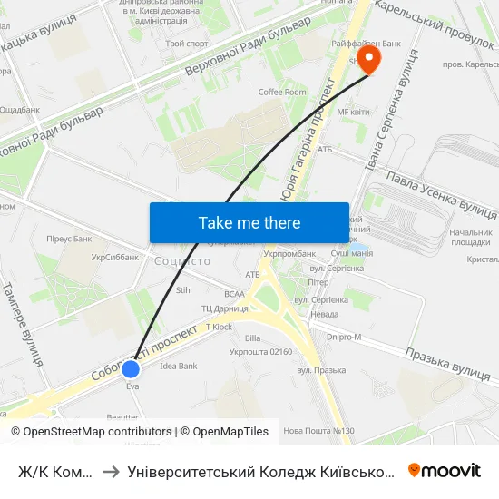 Ж/К Комфорт-Таун to Університетський Коледж Київського Університету Ім. Б. Грінченка map