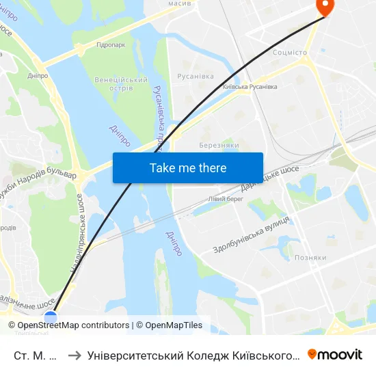 Ст. М. Видубичі to Університетський Коледж Київського Університету Ім. Б. Грінченка map