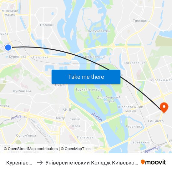 Куренівський Ринок to Університетський Коледж Київського Університету Ім. Б. Грінченка map