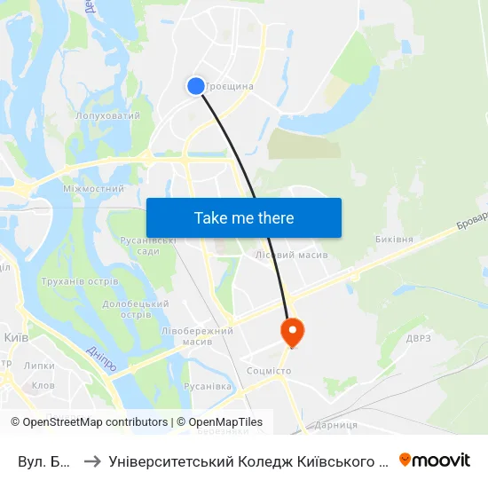 Вул. Бальзака to Університетський Коледж Київського Університету Ім. Б. Грінченка map