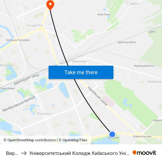Вирлиця to Університетський Коледж Київського Університету Ім. Б. Грінченка map