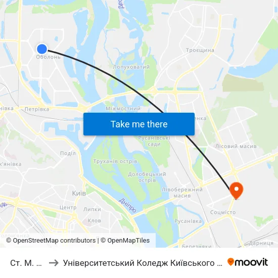 Ст. М. Мінська to Університетський Коледж Київського Університету Ім. Б. Грінченка map