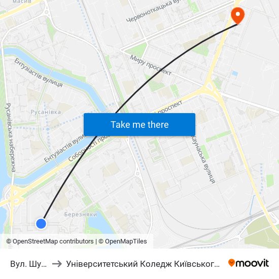 Вул. Шумського to Університетський Коледж Київського Університету Ім. Б. Грінченка map