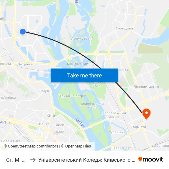 Ст. М. Мінська to Університетський Коледж Київського Університету Ім. Б. Грінченка map
