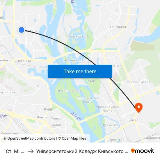 Ст. М. Мінська to Університетський Коледж Київського Університету Ім. Б. Грінченка map