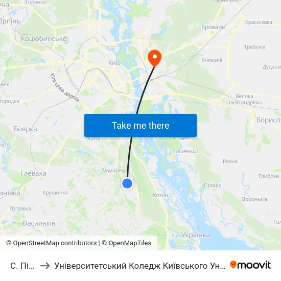С. Підгірці to Університетський Коледж Київського Університету Ім. Б. Грінченка map
