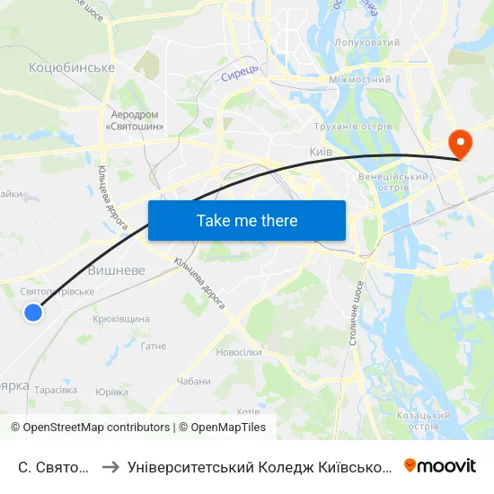С. Святопетрівське to Університетський Коледж Київського Університету Ім. Б. Грінченка map