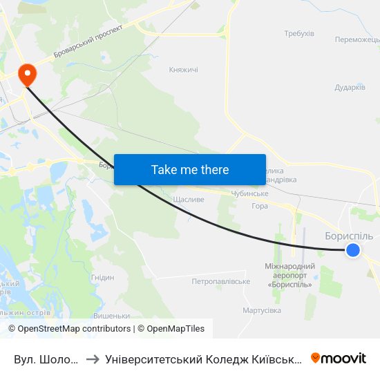 Вул. Шолом-Алейхема to Університетський Коледж Київського Університету Ім. Б. Грінченка map