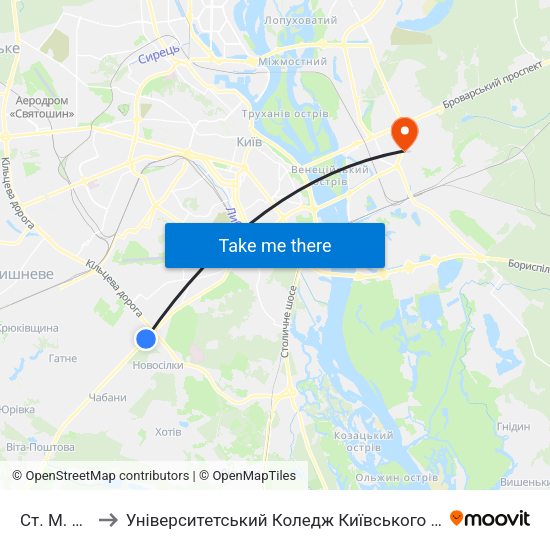 Ст. М. Теремки to Університетський Коледж Київського Університету Ім. Б. Грінченка map