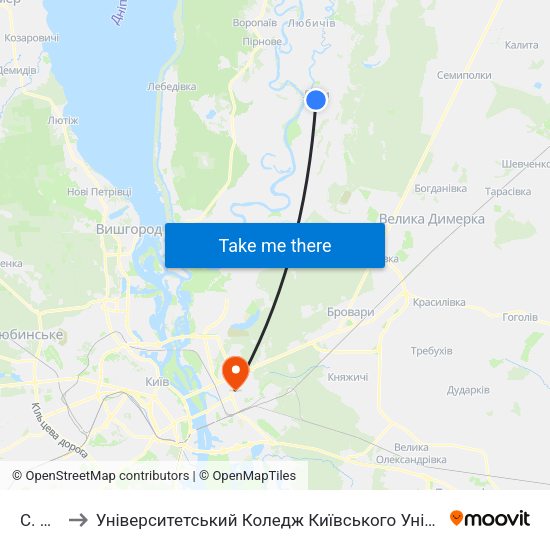С. Літки to Університетський Коледж Київського Університету Ім. Б. Грінченка map
