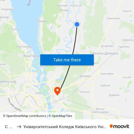 С. Літки to Університетський Коледж Київського Університету Ім. Б. Грінченка map