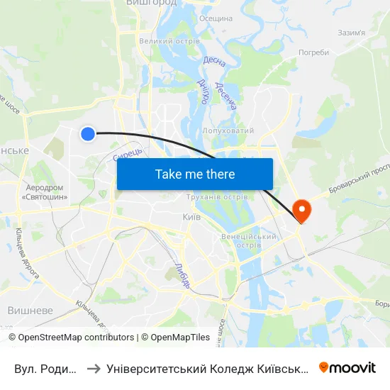 Вул. Родини Крістерів to Університетський Коледж Київського Університету Ім. Б. Грінченка map