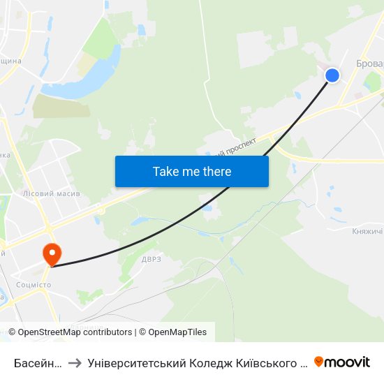 Басейн Купава to Університетський Коледж Київського Університету Ім. Б. Грінченка map