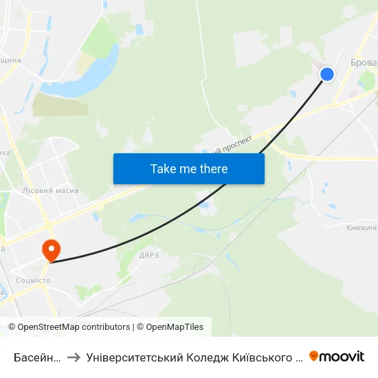 Басейн Купава to Університетський Коледж Київського Університету Ім. Б. Грінченка map