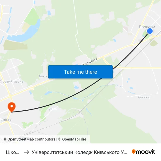 Школа №7 to Університетський Коледж Київського Університету Ім. Б. Грінченка map