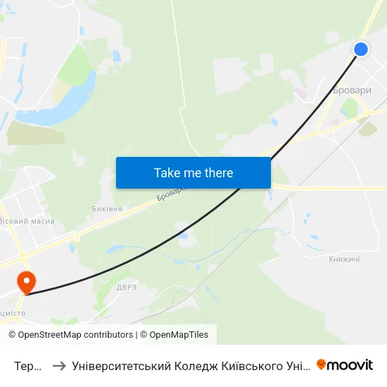 Термінал to Університетський Коледж Київського Університету Ім. Б. Грінченка map