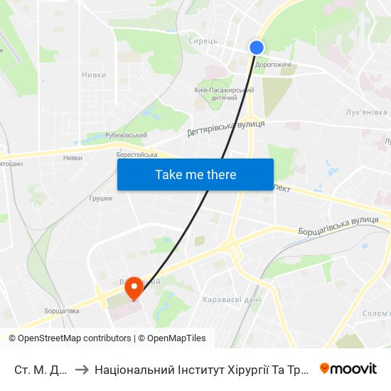 Ст. М. Дорогожичі to Національний Інститут Хірургії Та Трансплантології Імені О.О. Шалімова map