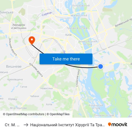 Ст. М. Осокорки to Національний Інститут Хірургії Та Трансплантології Імені О.О. Шалімова map