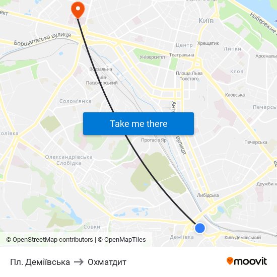 Пл. Деміївська to Охматдит map