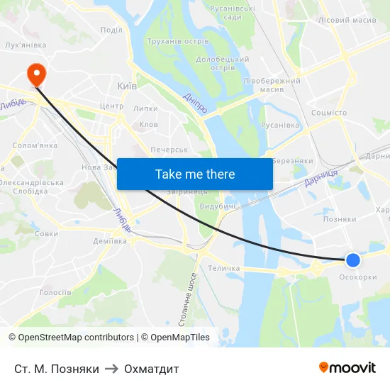 Ст. М. Позняки to Охматдит map