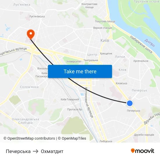 Печерська to Охматдит map