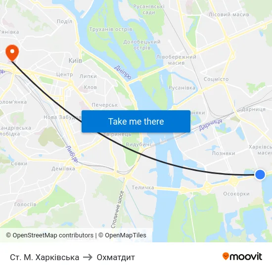 Ст. М. Харківська to Охматдит map
