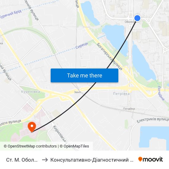 Ст. М. Оболонь to Консультативно-Діагностичний Центр map