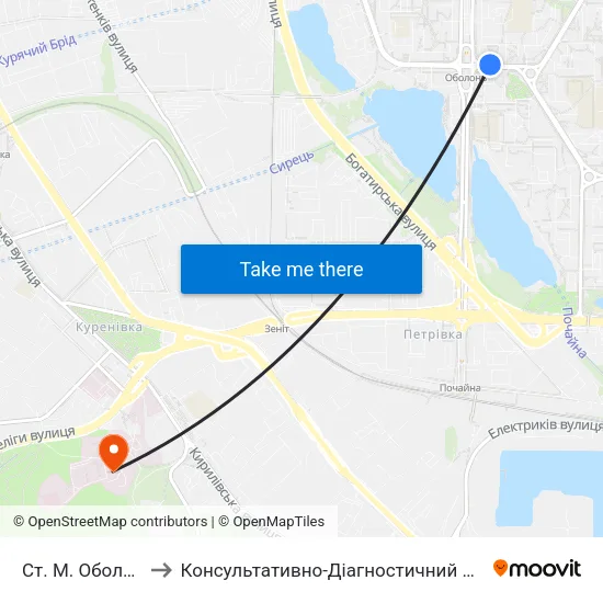 Ст. М. Оболонь to Консультативно-Діагностичний Центр map