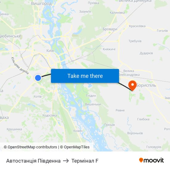 Автостанція Південна to Термінал F map