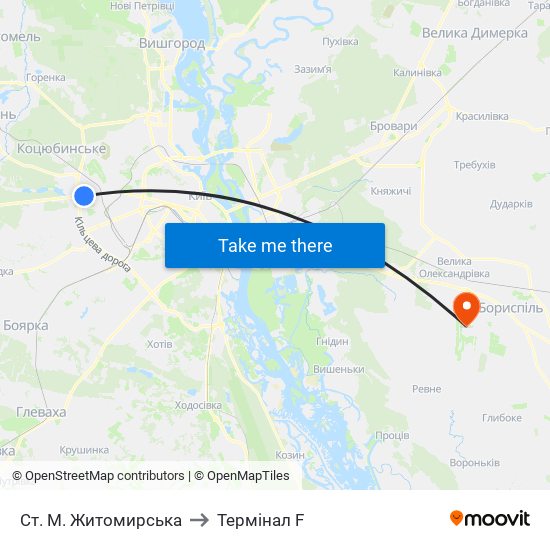 Ст. М. Житомирська to Термінал F map