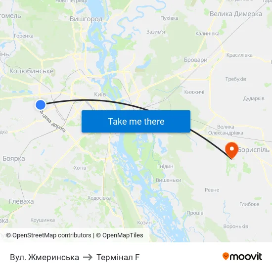 Вул. Жмеринська to Термінал F map