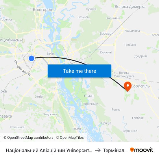 Національний Авіаційний Університет to Термінал F map