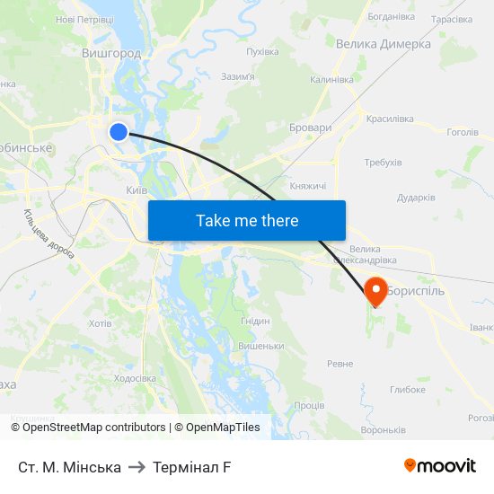 Ст. М. Мінська to Термінал F map