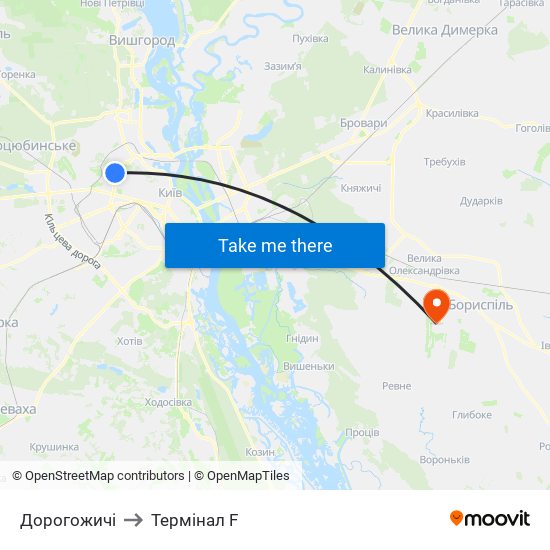 Дорогожичі to Термінал F map