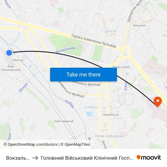 Вокзальна to Головний Військовий Клінічний Госпіталь map