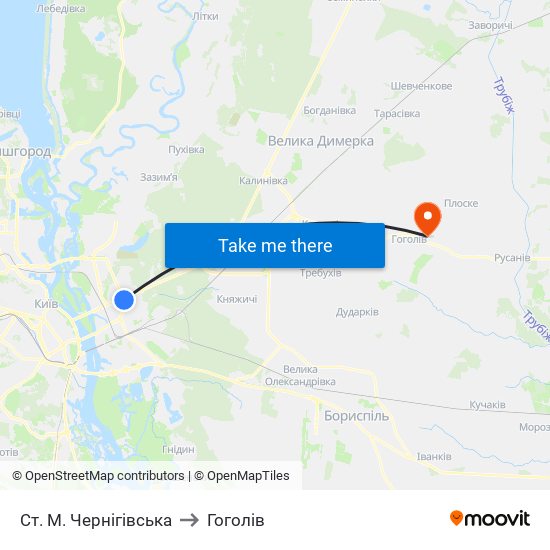Ст. М. Чернігівська to Гоголів map