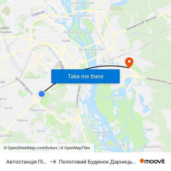 Автостанція Південна to Пологовий Будинок Дарницького Району map