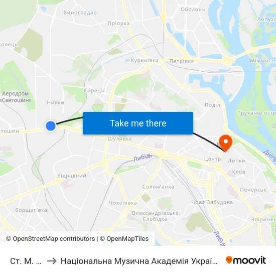 Ст. М. Нивки to Національна Музична Академія України Ім. П. І. Чайковського map