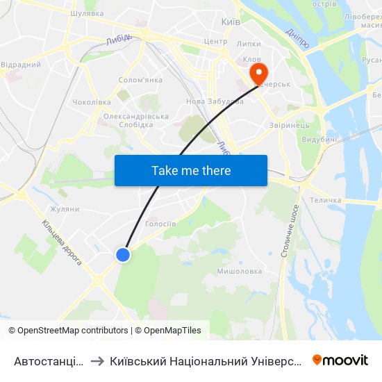 Автостанція Південна to Київський Національний Університет Технологій Та Дизайну map